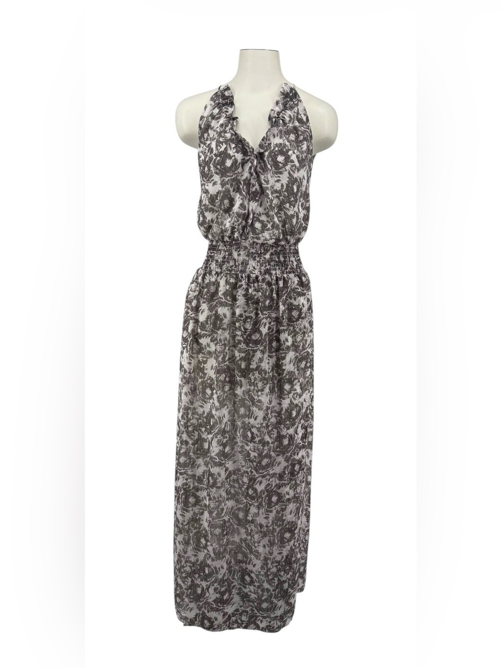 AllSaints Grey Floral Halter Maxi Dress